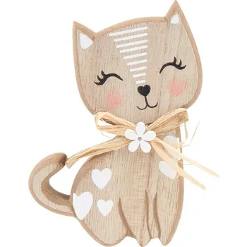 Kočka dřevěná na postavení 11 cm 7354