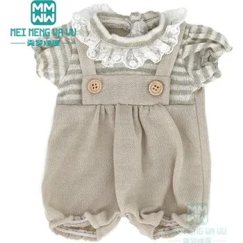 Pletený overálek s krajkovým límečkem pro Baby Born či American Girl Motiv: hnědá