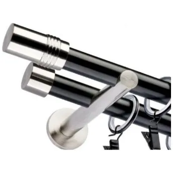 Garnýž Garnýž dvojitá 19mm matná čierna Cylinder efekt nerez