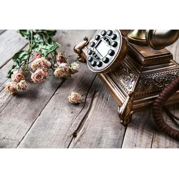 Fototapeta DIMEX | Vliesová fototapeta Vintage telefon MS-5-2158 | 375 x 250 cm| červená, černá, hnědá + Vliesová fototapeta na stěnu DIMEX Vintage telefon MS52158 v rozměru 375 x 250 cm + lepidlo zdarma