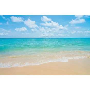 Fototapeta DIMEX | Vliesová fototapeta Tropická pláž a moře MS-5-3231 | 375 x 250 cm | zelená, bílá, žlutá + Vliesová fototapeta na stěnu DIMEX Tropická pláž a moře MS53231 v rozměru 375 x 250 cm + lepidlo zdarma