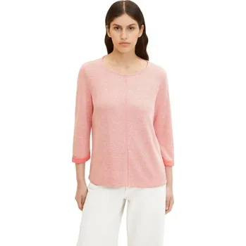 Dámský svetr TOM TAILOR DÁMSKÝ DUBLE FACE SVETR PAPAYA RED MELANGE M