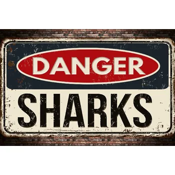 Fototapeta DIMEX | Vliesová fototapeta Cedule- Žraloci MS-5-2065 | 375 x 250 cm| červená, černá + Vliesová fototapeta na stěnu DIMEX Cedule- Žraloci MS52065 v rozměru 375 x 250 cm + lepidlo zdarma