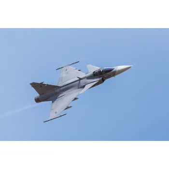 Fototapeta DIMEX | Vliesová fototapeta Stíhačka Gripen MS-5-2714 | 375 x 250 cm | modrá, bílá + Vliesová fototapeta na stěnu DIMEX Stíhačka Gripen MS52714 v rozměru 375 x 250 cm + lepidlo zdarma
