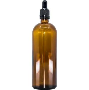 Vonný olej BEWIT Lahvička skleněná hnědá lesklá, 200 ml, černá pipeta - 10 ks