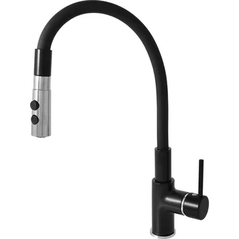 Vodovodní baterie Vodovodní baterie dřezová s flexibilním ramínkem se sprchou SEINA černá matná/chrom, Barva: černá matná/chrom, Rozměr: 1/2''