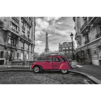 Fototapeta DIMEX | Vliesová fototapeta Retro auto v černé barvě MS-5-2725 | 375 x 250 cm | červená, bílá, černá + Vliesová fototapeta na stěnu DIMEX Retro auto v černé barvě MS52725 v rozměru 375 x 250 cm + lepidlo zdarma