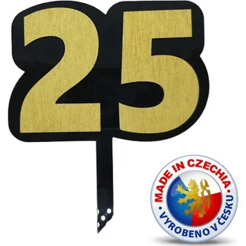 Jedlá dekorace na dort VypálímTi.cz 3D Zápich do dortu - Jubilejní 25