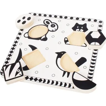 Dřevěná hračka Bigjigs Toys Dřevěné vkládací puzzle černobílé tvary 2