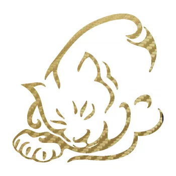 Samolepící dekorace SAMOLEPKA Kočka 030 levá (59 - 3D karbon zlatý) NA AUTO, NÁLEPKA, FÓLIE, POLEP, TUNING, VLASTNÍ TEXT, TISK, AUTOSAMOLEPKY.cz, POLEPY, OBRÁZEK, LOGO, SAMOLEPKY