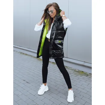 Dámský kabát Dámská prošívaná vesta s kapucí černá TY2114 - L/XL Barva: Černá, Velikost: L/XL