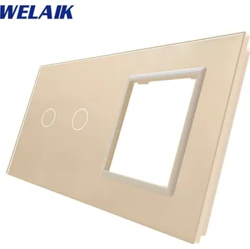 Elektrická zásuvka WELAIK dvojnásobný skleněný panel 2+zás- ivory creme