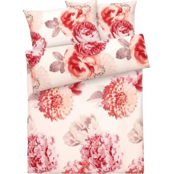 Povlečení KSTL 3-dílné francouzské povlečení 200 x 220 cm, 70 x 90 cm květ/červená