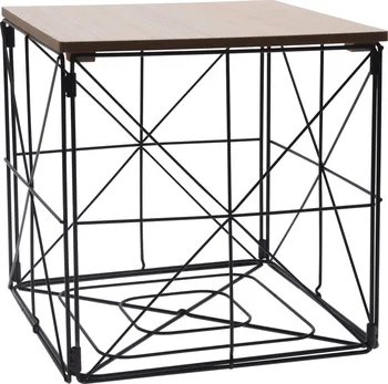 Konferenční stolek Koopman International Drátěný odkládací stolek s dřevěnou deskou 29 x 29 x 29,5 cm