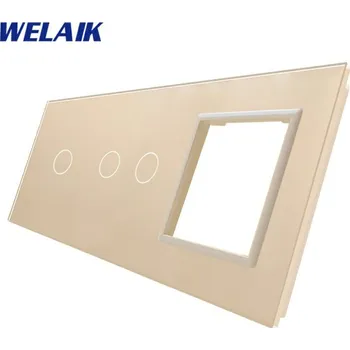 Elektrická zásuvka WELAIK trojnásobný skleněný panel 1+2+zás - ivory creme
