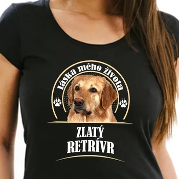 Oblečení a móda STRIKER Tričko dámské zlatý retrívr Barva: Černá, Velikost: L