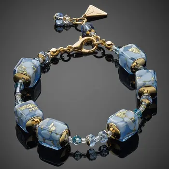 Náramek Lampglas Náramek Heavenly Glow 2 s 24karátovým zlatem v perlách Lampglas