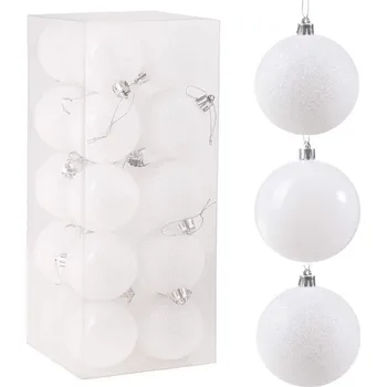 Springos Vánoční koule 8 cm bílé 20 ks