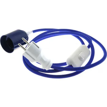 Příslušenství pro svítidlo Textilní kabel Modrý Tmavý M12 s objímkou, vypínačem a vidlicí