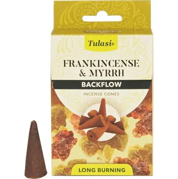 Čajovna Tulasi Frankincense and Myrrh backflow indické vonné františky 10 ks