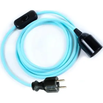 Příslušenství pro svítidlo Textilní kabel Modrý Světlý M17 s objímkou, vypínačem a vidlicí
