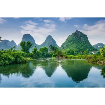 Fototapeta DIMEX | Vliesová fototapeta Krasová horská krajina MS-5-1823 | 375 x 250 cm| zelená, modrá, bílá + Vliesová fototapeta na stěnu DIMEX Krasová horská krajina MS51823 v rozměru 375 x 250 cm + lepidlo zdarma