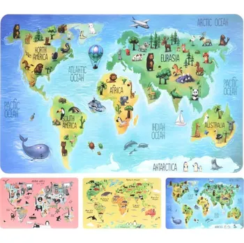 prostírání Prostírání ATLAS Země se zvířátky, modrý podklad - 43,5 x 28,5 cm