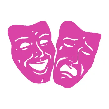 Samolepící dekorace SAMOLEPKA Masky tváře 001 pravá veselý a smutný (16 - růžová) NA AUTO, NÁLEPKA, FÓLIE, POLEP, TUNING, VLASTNÍ TEXT, TISK, AUTOSAMOLEPKY.cz, POLEPY, OBRÁZEK, LOGO, SAMOLEPKY