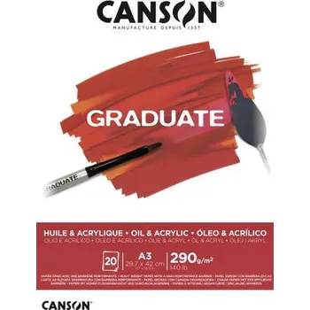 Umělecký papír Canson Papír na akryl a olej Graduate Oil & Acrylic blok A3 290g, 20 listů