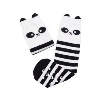 Kojenecké oblečení Mama's Feet Dětské podkolenky s pandou Crazy Animals Brave Panda černo-bílé Velikost: 3-4 roky