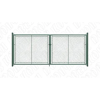 brána Dvoukřídlá brána šíře 5000 mm s okem na visací zámek zelená