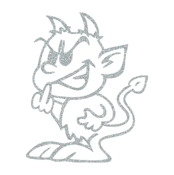 Samolepicí dekorace na vozidlo Čertík rošťák 003 levá f*ck (91 - Ultra Metalic stříbrná metalíza) SAMOLEPKA NA AUTO, NÁLEPKA, FÓLIE, POLEP, TUNING, VLASTNÍ TEXT, TISK, AUTOSAMOLEPKY.cz, POLEPY, OBRÁZEK, LOGO, 3D STICKERS