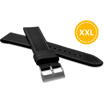 Řemínek na hodinky Černý kožený prodloužený řemínek LAVVU Sport Top Grain LSAXB Šířka řemínku: 24mm