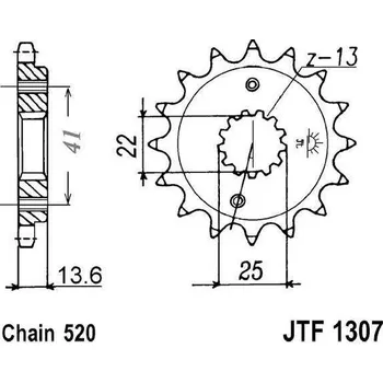 Řetězová sada pro motocykl Řetězové kolečko JT JTF 1307-15RB 15 zubů, 520