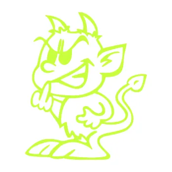 Samolepicí dekorace na vozidlo Čertík rošťák 003 levá f*ck (27 - limetová) SAMOLEPKA NA AUTO, NÁLEPKA, FÓLIE, POLEP, TUNING, VLASTNÍ TEXT, TISK, AUTOSAMOLEPKY.cz, POLEPY, OBRÁZEK, LOGO, 3D STICKERS