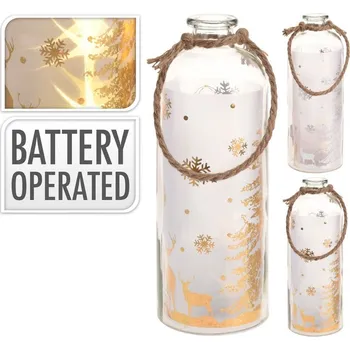 Lucerna lucerna 31cm, 2druhy, dek. s LED, vč.bat., sklo