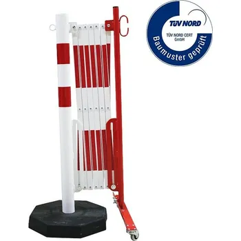 Plot Bílo-červená sloupková přenosná mobilní bariéra - délka 360 cm, výška 105 cm