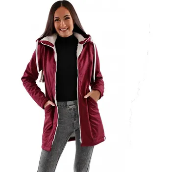 Dámský kabát Dámský Kabát s kapucí Barrsa Beran Bordo XL