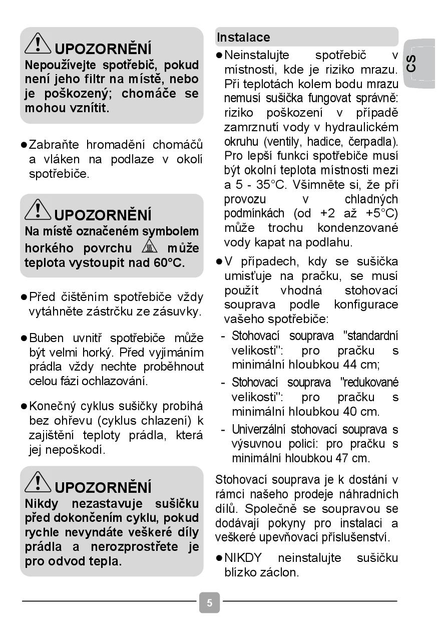 Návod k použití Candy CSE C9DGS Zbozi.cz