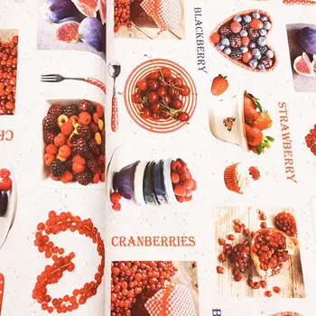 Tegatex Režná látka s digitálním tiskem - Maliny a jahody a srdce