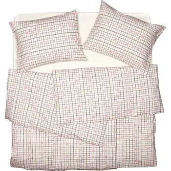 Povlečení SCANquilt povlečení KLASIK kostky růžovozelená 140 x 220/70 x 90 cm