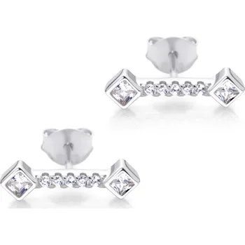 Náušnice BRUNOshop.cz Stříbrné podélné náušnice se zirkony