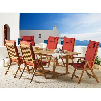 Polštář na zahradní židli terakotový potah čalouněný, sada 6 ks, zahradní polštáře, zahradní polštář Beliani