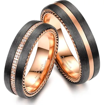 Prsten Marrya Black line rose gold
