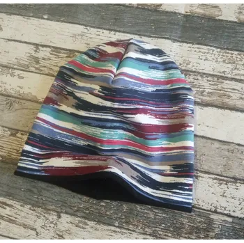 Kojenecká čepice Yháček Šmoulí čepička Yháček, oboustranná, nepravidelné barevné pruhy, vel. S, POSLEDNÍ KUS! Velikost:: S