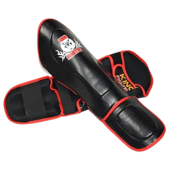 Chránič holeně pro bojový sport Dětské chrániče holení černé CARBON, červený lem velikost: XS