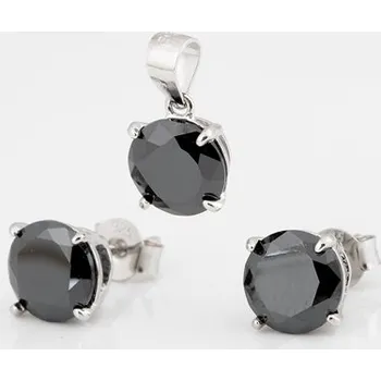 Souprava šperků Stříbrná souprava s černými zirkony STRS0358F
