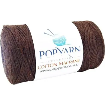 Příze POPYARN Příze Cotton Macrame B017 - hnědá, 250g 190m