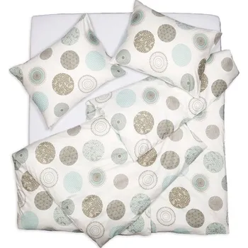 Povlečení SCANquilt povlečení SATÉN PLUS kola patch smetanovotyrkysová 140 x 200/70 x 90 cm