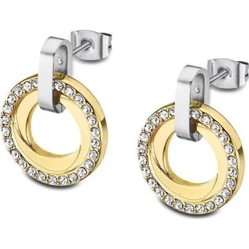 Náušnice Pozlacené ocelové náušnice kruhy se zirkony | Elegantní design | Kvalitní zpracování | Dámské naušnice | Dámské šperky | ROMERO pozlacená chirurgická ocel, zirkony